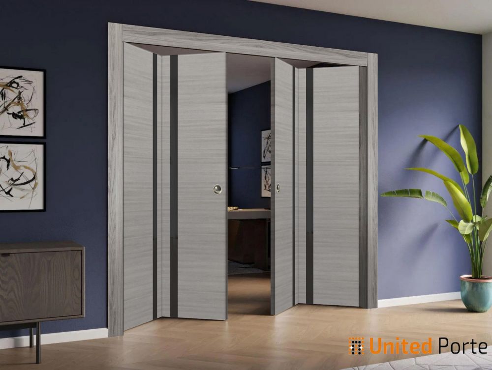 Sliding Closet Bi-fold Doors with Frosted Glass | Wood Solid Bedroom Wardrobe Doors | Buy Doors Online