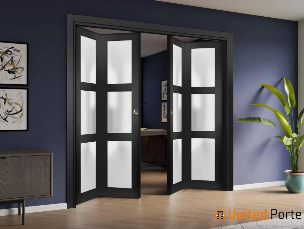 Sliding Closet Bi-Fold Doors with Frosted Glass | Wood Solid Bedroom Wardrobe Doors | Buy Doors Online