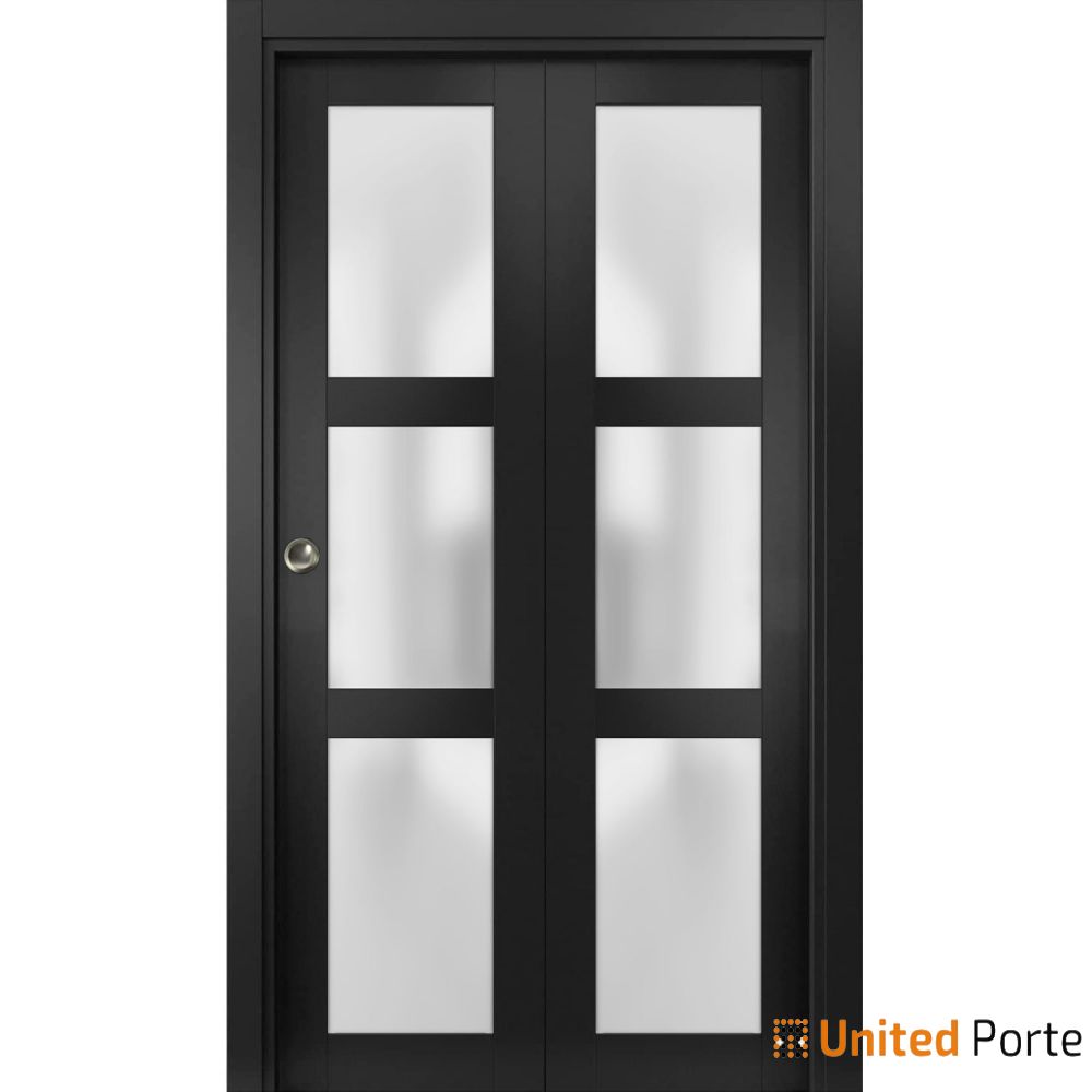 Sliding Closet Bi-Fold Doors with Frosted Glass | Wood Solid Bedroom Wardrobe Doors | Buy Doors Online