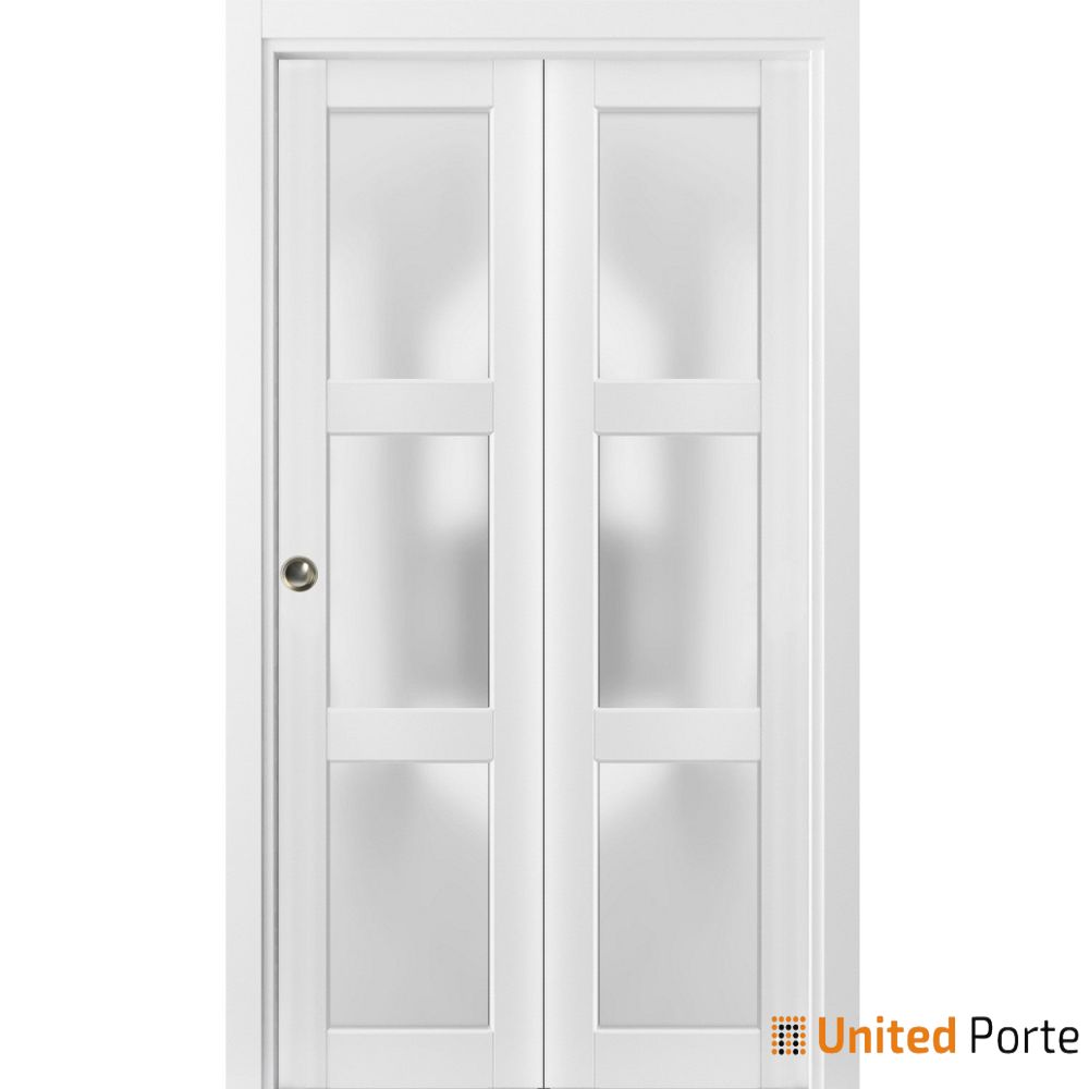 Sliding Closet Bi-Fold Doors with Frosted Glass | Wood Solid Bedroom Wardrobe Doors | Buy Doors Online
