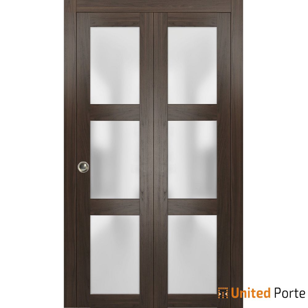 Sliding Closet Bi-Fold Doors with Frosted Glass | Wood Solid Bedroom Wardrobe Doors | Buy Doors Online
