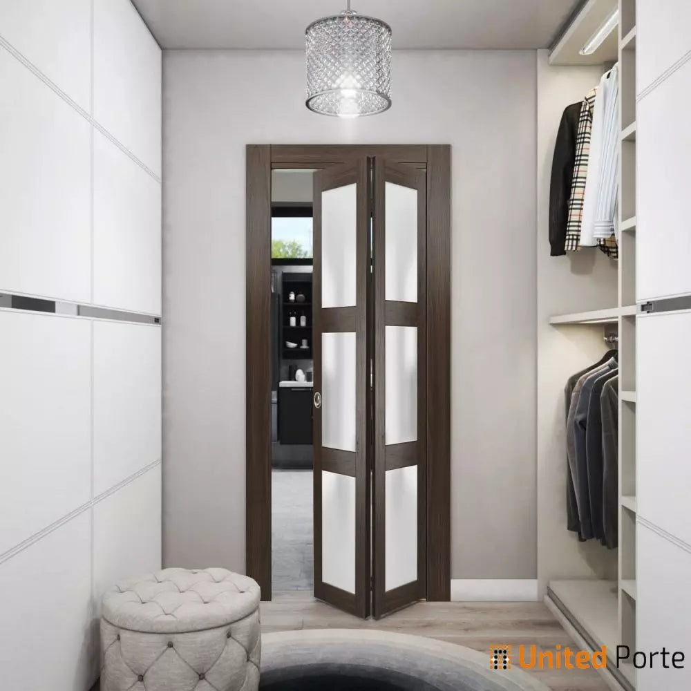 Sliding Closet Bi-Fold Doors with Frosted Glass | Wood Solid Bedroom Wardrobe Doors | Buy Doors Online
