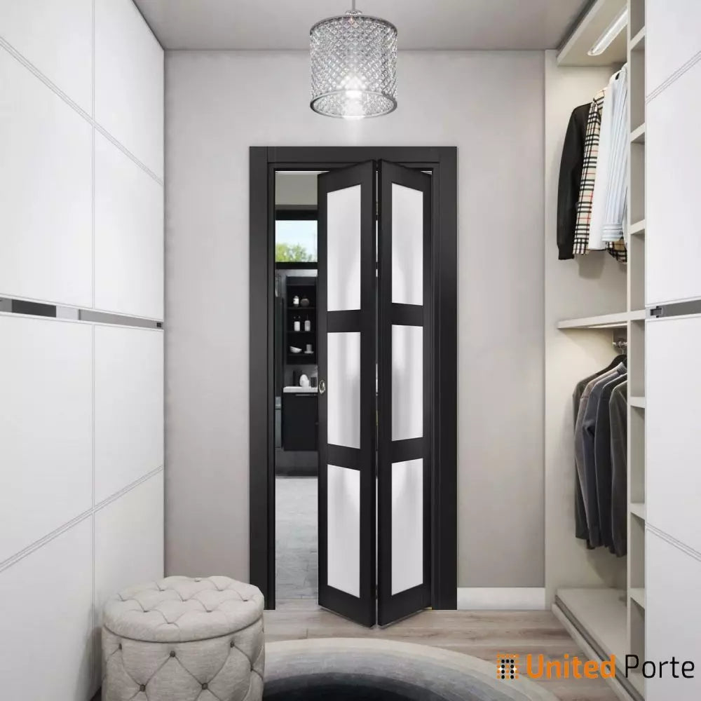 Sliding Closet Bi-Fold Doors with Frosted Glass | Wood Solid Bedroom Wardrobe Doors | Buy Doors Online