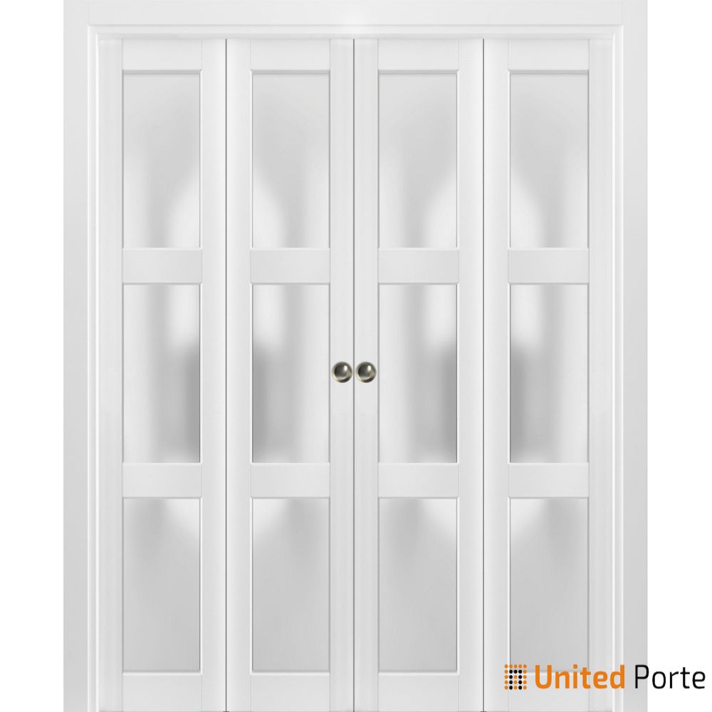 Sliding Closet Bi-Fold Doors with Frosted Glass | Wood Solid Bedroom Wardrobe Doors | Buy Doors Online