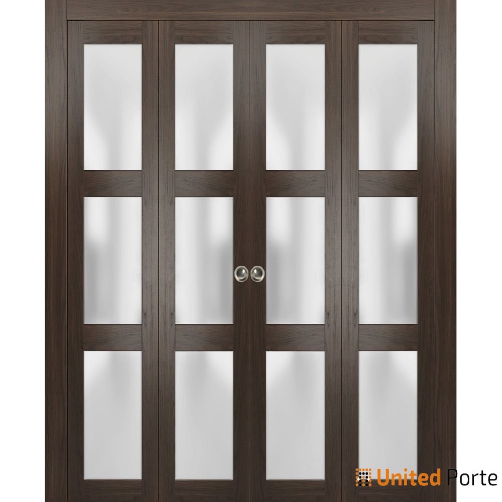 Sliding Closet Bi-Fold Doors with Frosted Glass | Wood Solid Bedroom Wardrobe Doors | Buy Doors Online