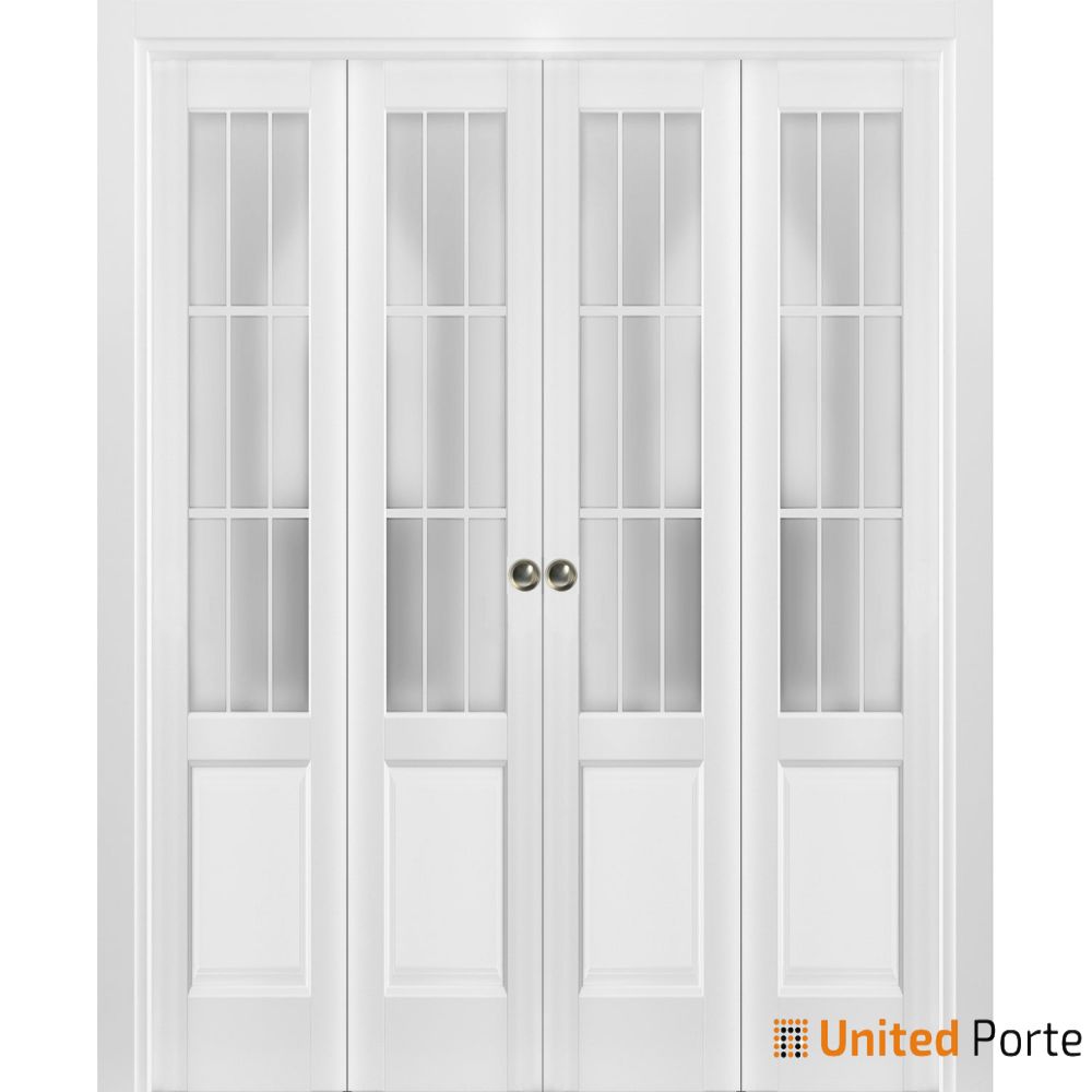 Sliding Closet Bi-fold Door with Frosted Glass | Wood Solid Bedroom Wardrobe Doors | Buy Doors Online