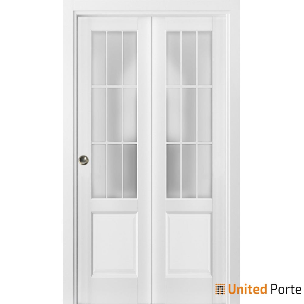 Sliding Closet Bi-fold Door with Frosted Glass | Wood Solid Bedroom Wardrobe Doors | Buy Doors Online