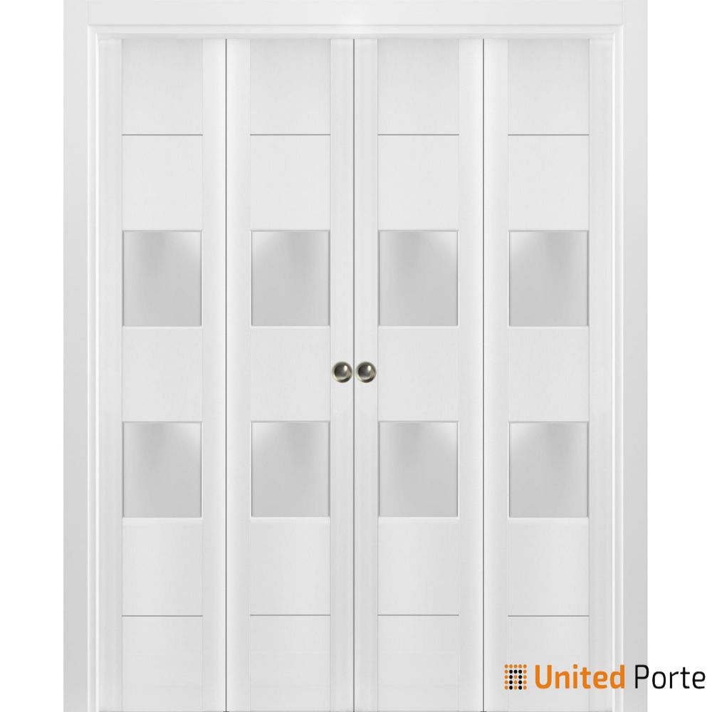 Sliding Closet Bi-fold Doors with Frosted Glass | Wood Solid Bedroom Wardrobe Doors | Buy Doors Online