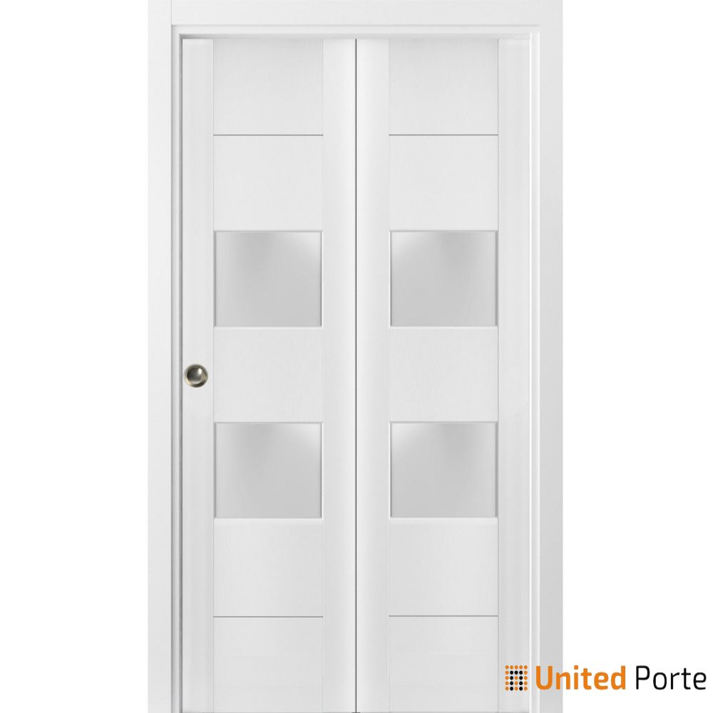 Sliding Closet Bi-fold Doors with Frosted Glass | Wood Solid Bedroom Wardrobe Doors | Buy Doors Online