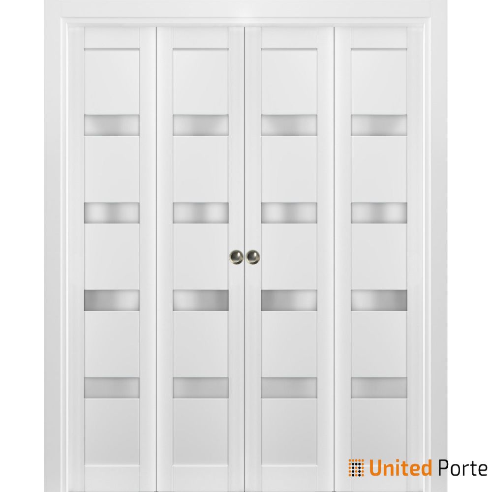 Sliding Closet Bi-fold Door with Frosted Glass | Wood Solid Bedroom Wardrobe Doors | Buy Doors Online