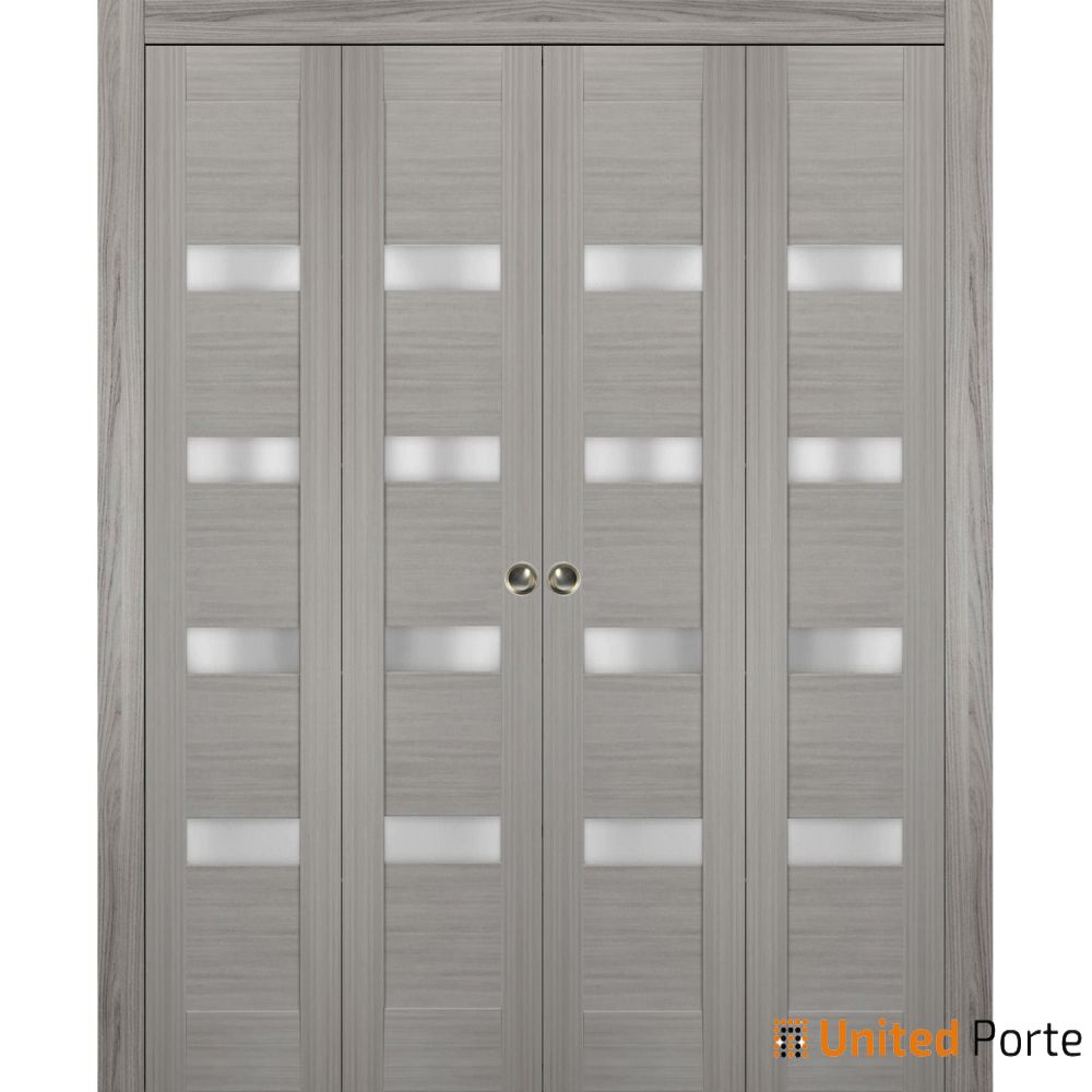 Sliding Closet Bi-fold Door with Frosted Glass | Wood Solid Bedroom Wardrobe Doors | Buy Doors Online
