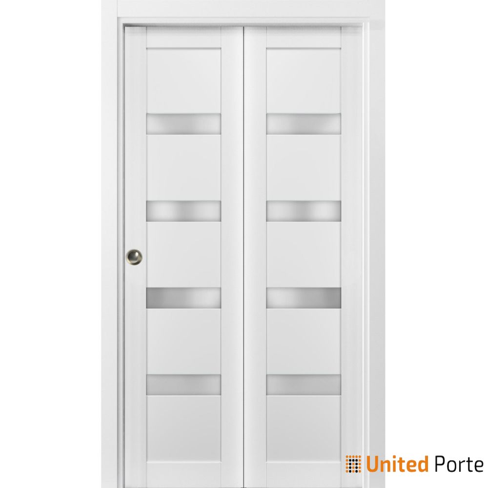Sliding Closet Bi-fold Door with Frosted Glass | Wood Solid Bedroom Wardrobe Doors | Buy Doors Online