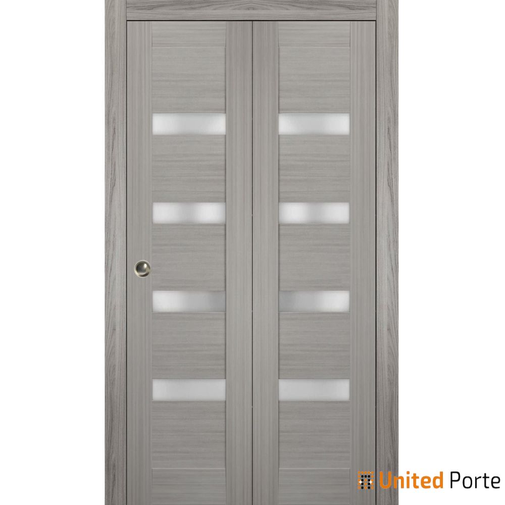 Sliding Closet Bi-fold Door with Frosted Glass | Wood Solid Bedroom Wardrobe Doors | Buy Doors Online
