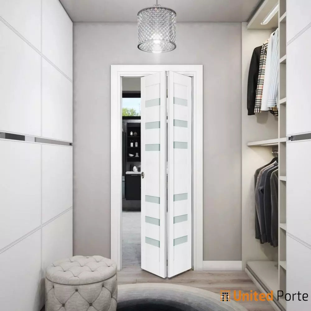 Sliding Closet Bi-fold Doors with Frosted Glass | Wood Solid Bedroom Wardrobe Doors | Buy Doors Online
