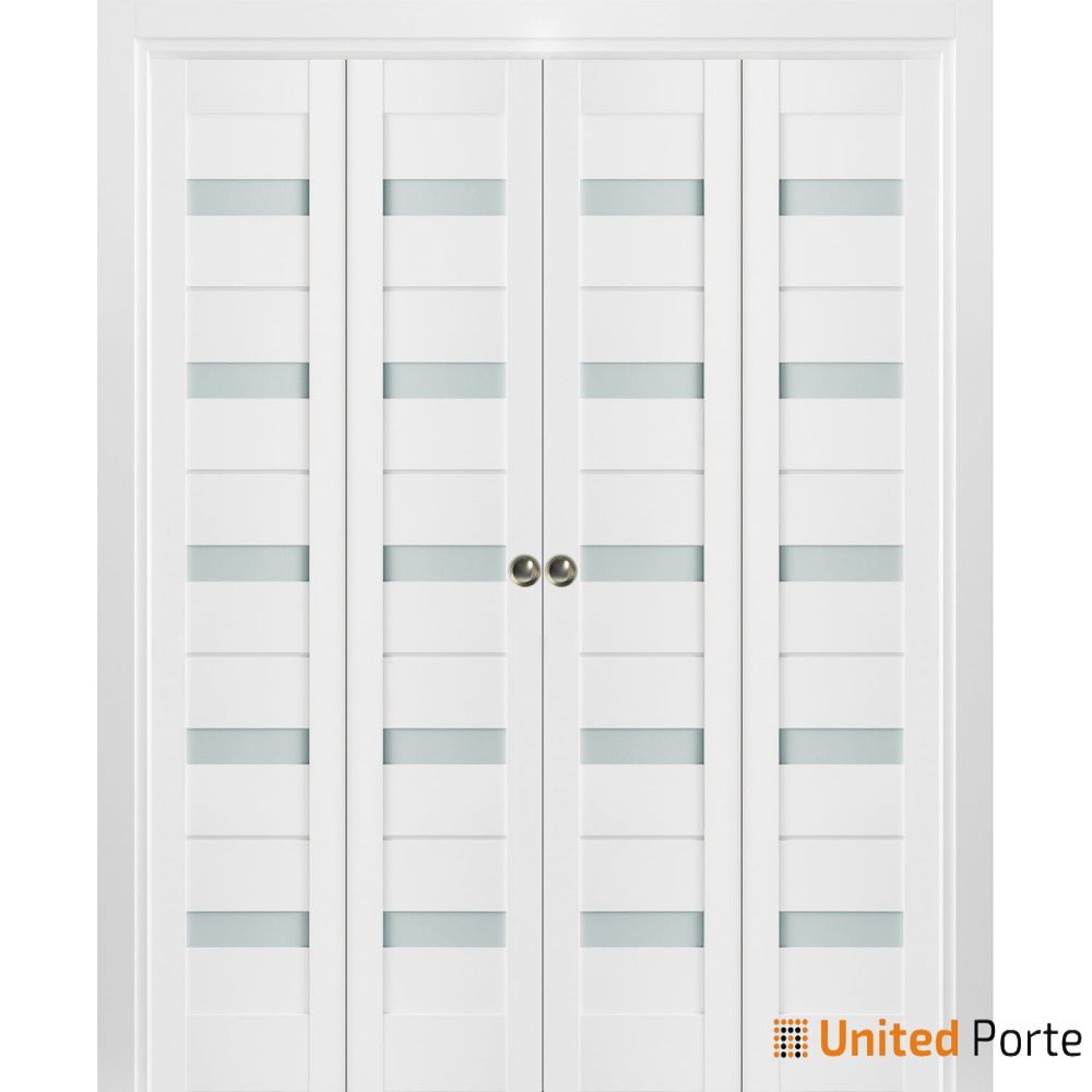 Sliding Closet Bi-fold Door with Frosted Glass | Wood Solid Bedroom Wardrobe Doors | Buy Doors Online