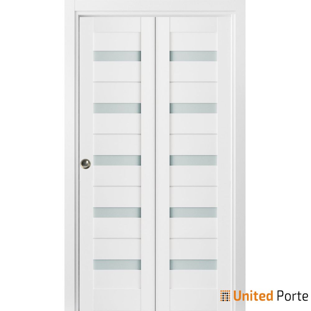 Sliding Closet Bi-fold Door with Frosted Glass | Wood Solid Bedroom Wardrobe Doors | Buy Doors Online