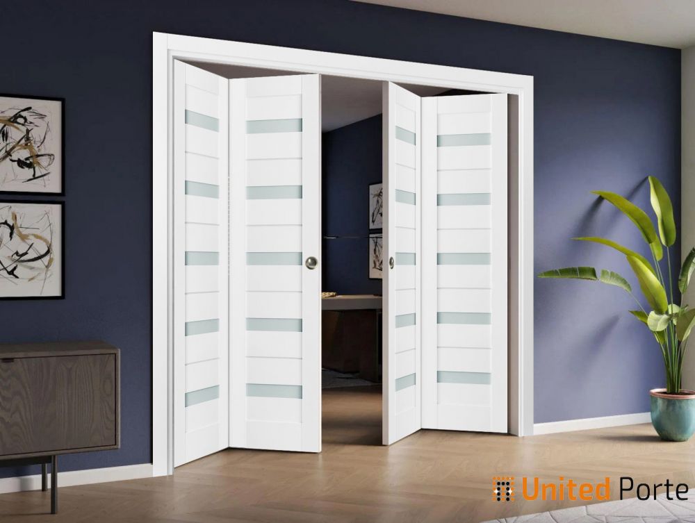 Sliding Closet Bi-fold Door with Frosted Glass | Wood Solid Bedroom Wardrobe Doors | Buy Doors Online