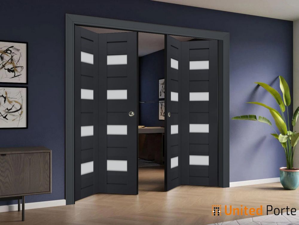 Sliding Closet Bi-fold Doors with Frosted Glass | Wood Solid Bedroom Wardrobe Doors | Buy Doors Online