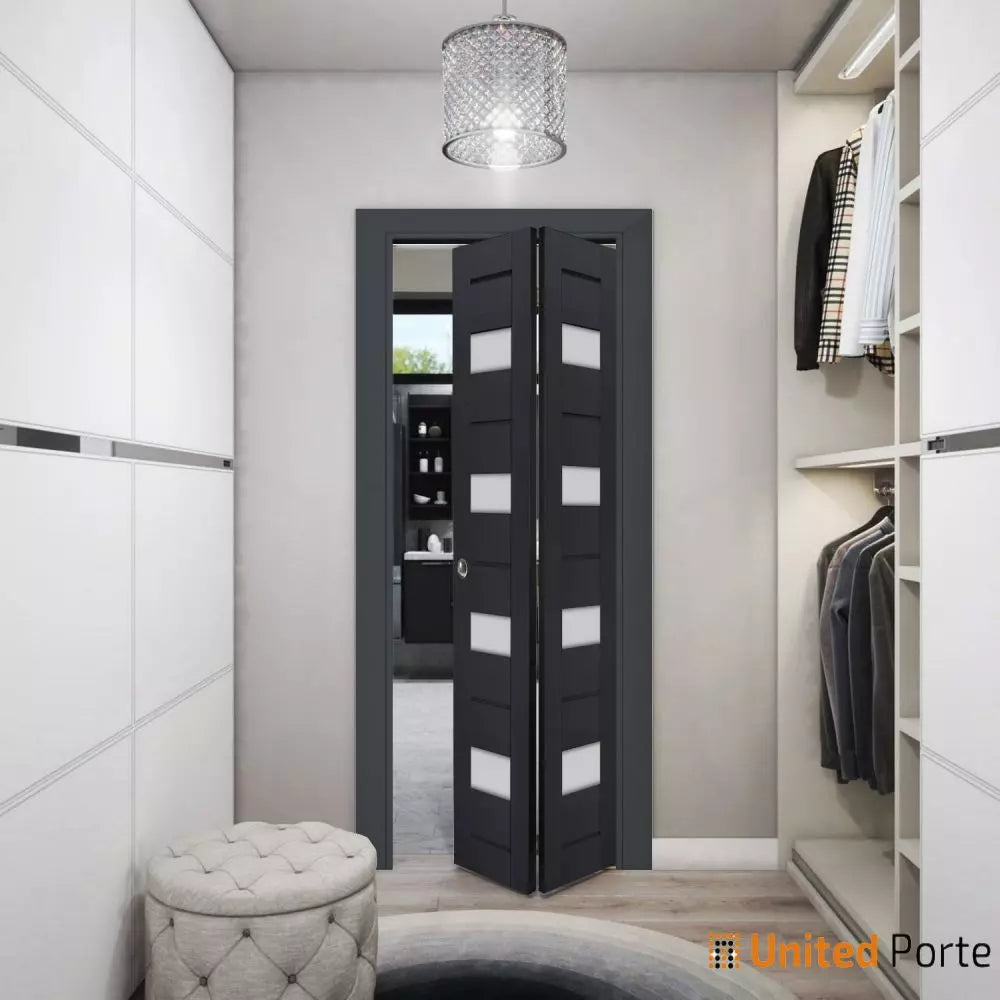 Sliding Closet Bi-fold Doors with Frosted Glass | Wood Solid Bedroom Wardrobe Doors | Buy Doors Online
