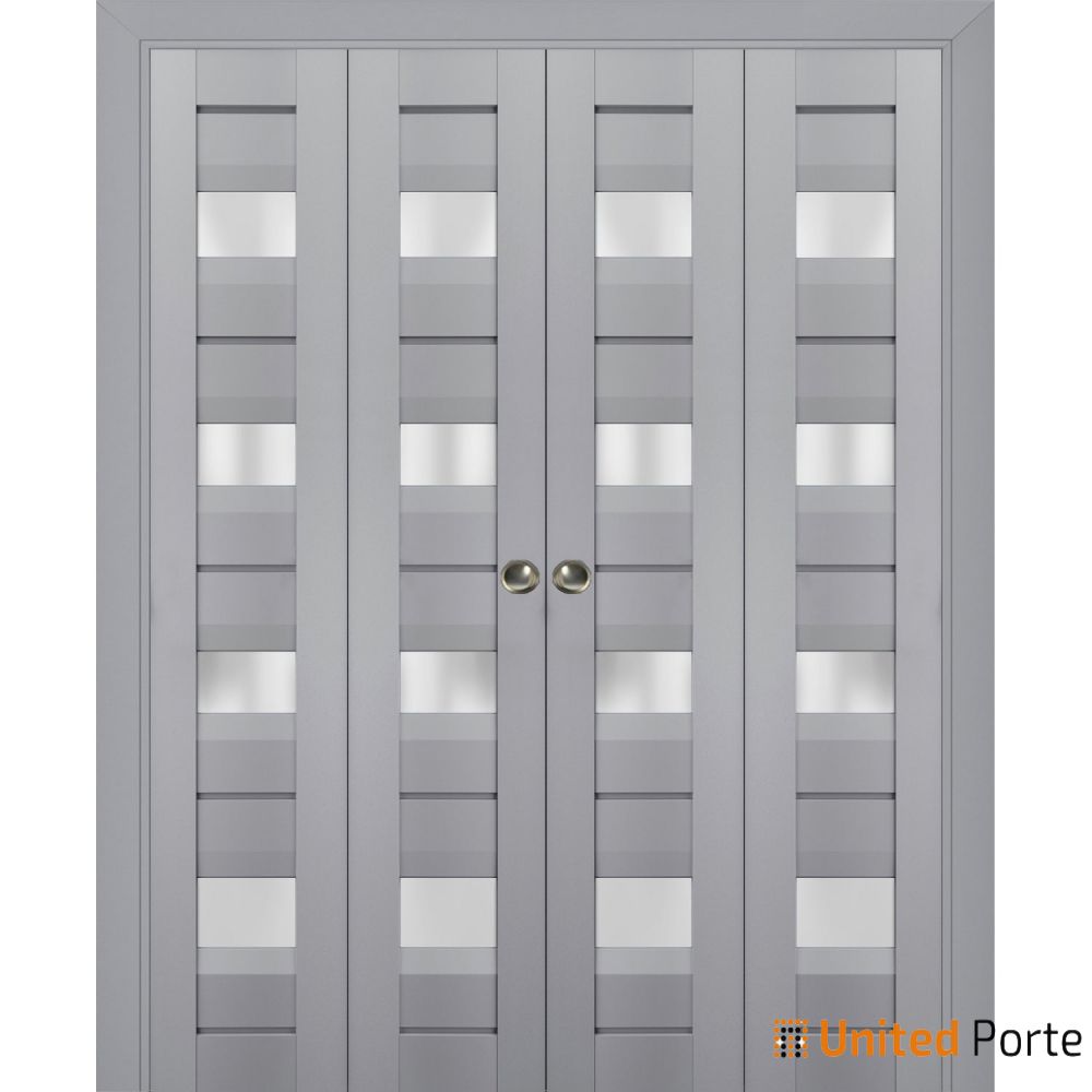 Sliding Closet Bi-fold Doors with Frosted Glass | Wood Solid Bedroom Wardrobe Doors | Buy Doors Online