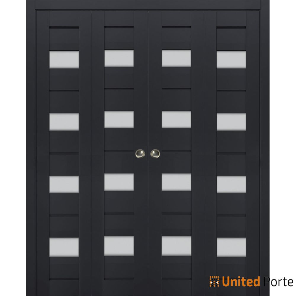 Sliding Closet Bi-fold Doors with Frosted Glass | Wood Solid Bedroom Wardrobe Doors | Buy Doors Online
