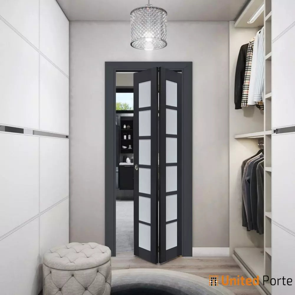 Sliding Closet Bi-fold Doors with Frosted Glass | Wood Solid Bedroom Wardrobe Doors | Buy Doors Online