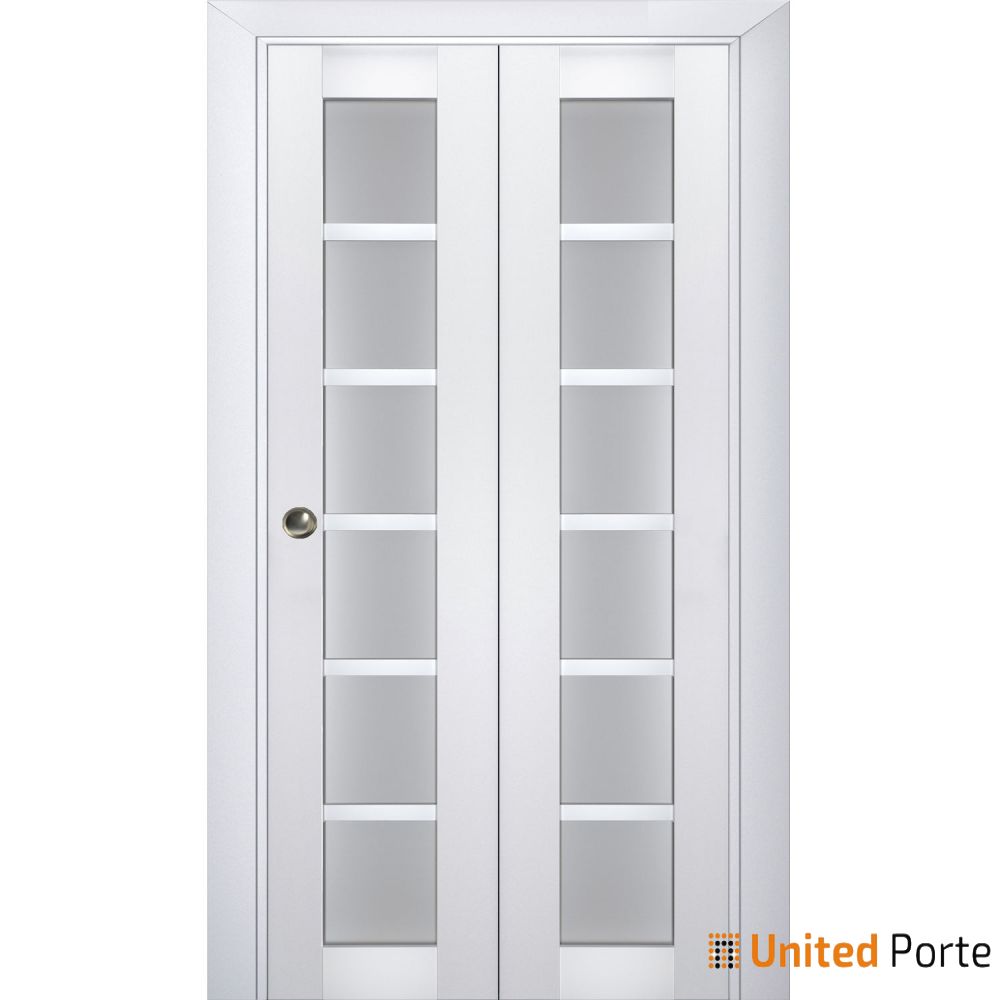 Sliding Closet Bi-fold Doors with Frosted Glass | Wood Solid Bedroom Wardrobe Doors | Buy Doors Online