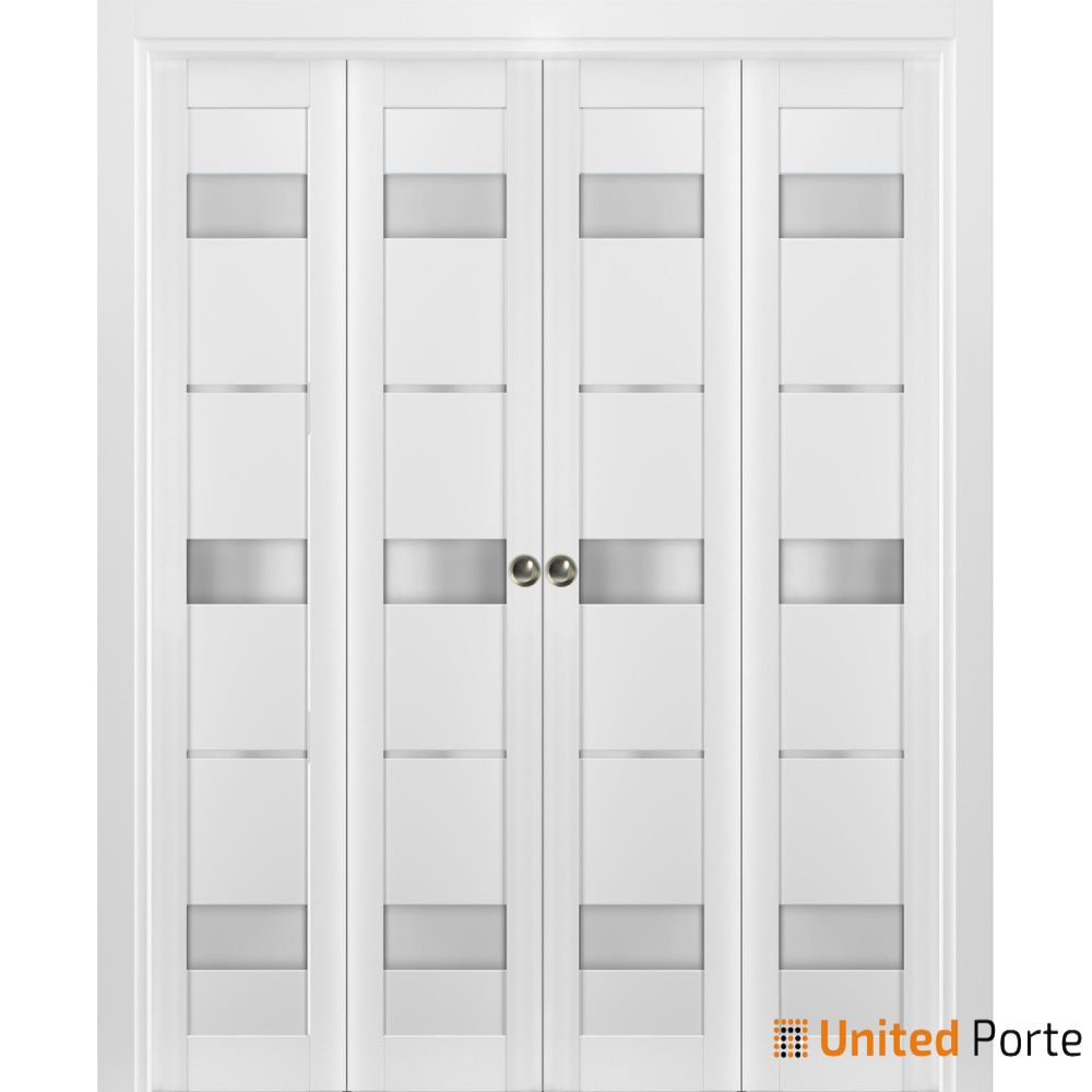 Sliding Closet Bi-fold Doors with Frosted Glass | Wood Solid Bedroom Wardrobe Doors | Buy Doors Online
