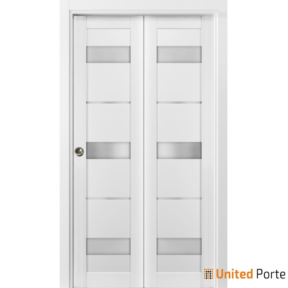 Sliding Closet Bi-fold Doors with Frosted Glass | Wood Solid Bedroom Wardrobe Doors | Buy Doors Online