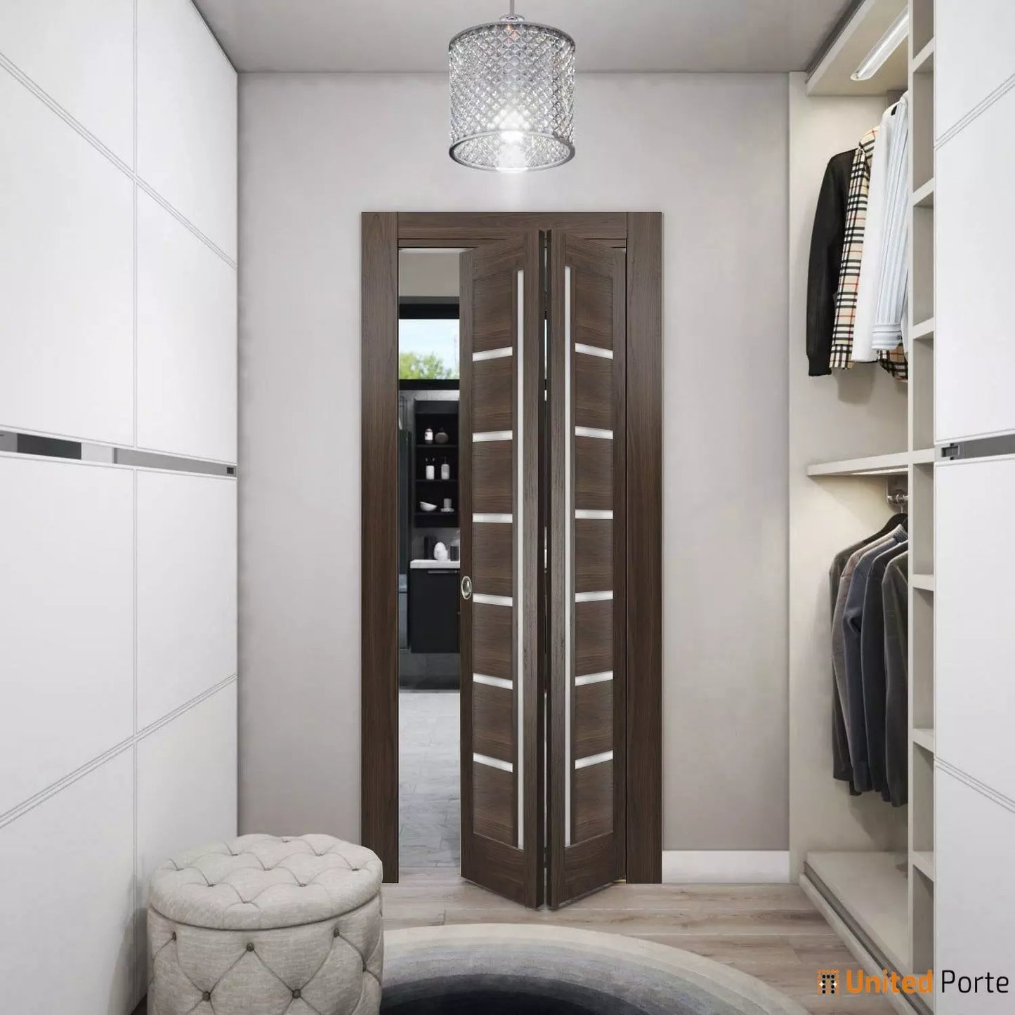 Sliding Closet Bi-fold Doors with Frosted Glass | Wood Solid Bedroom Wardrobe Doors | Buy Doors Online