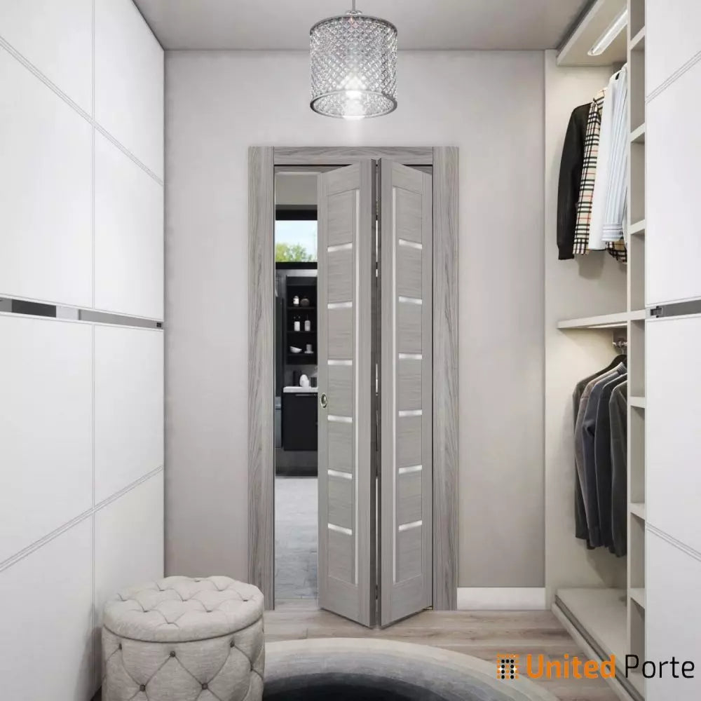 Sliding Closet Bi-fold Doors with Frosted Glass | Wood Solid Bedroom Wardrobe Doors | Buy Doors Online