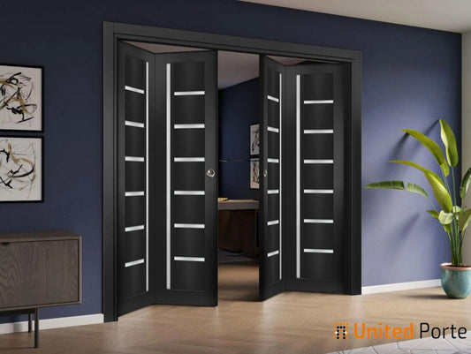 Sliding Closet Bi-fold Doors with Frosted Glass | Wood Solid Bedroom Wardrobe Doors | Buy Doors Online