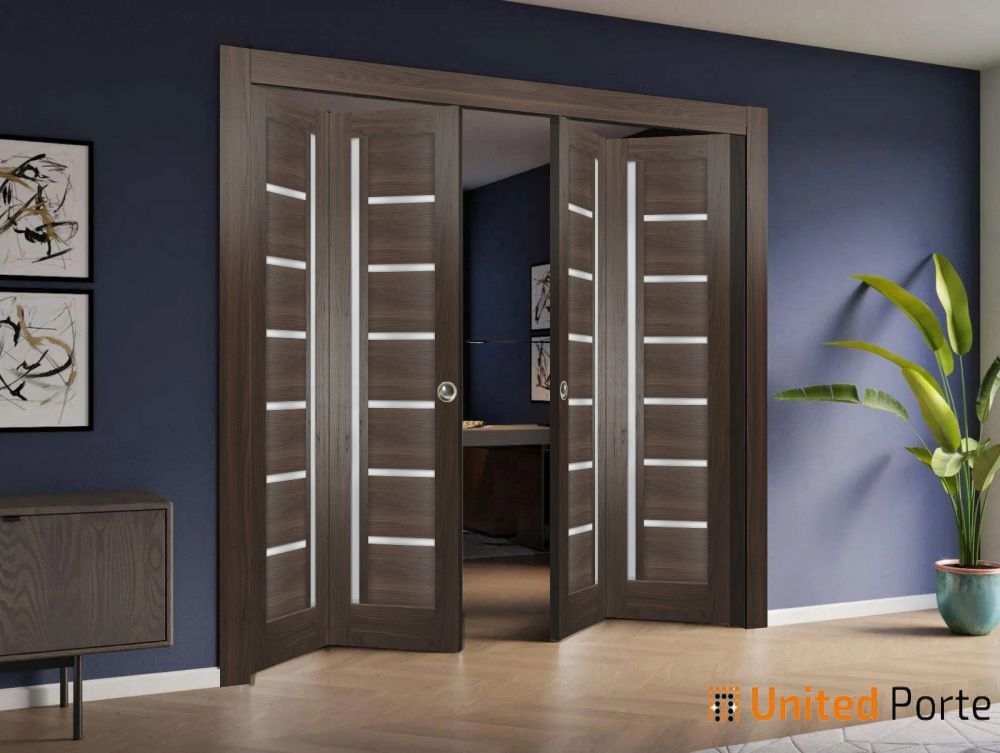 Sliding Closet Bi-fold Doors with Frosted Glass | Wood Solid Bedroom Wardrobe Doors | Buy Doors Online