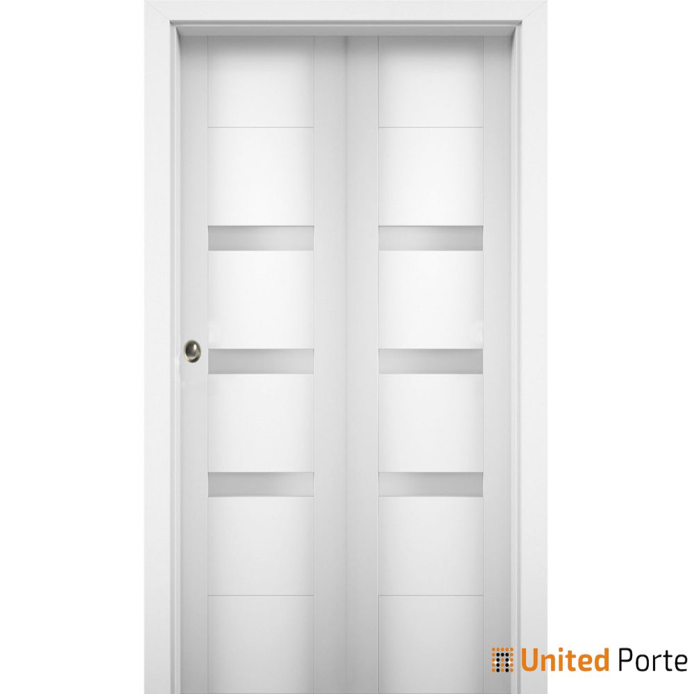 Sliding Closet Bypass Door with Frosted Opaque Glass | Wood Solid Bedroom Wardrobe Doors | Buy Doors Online