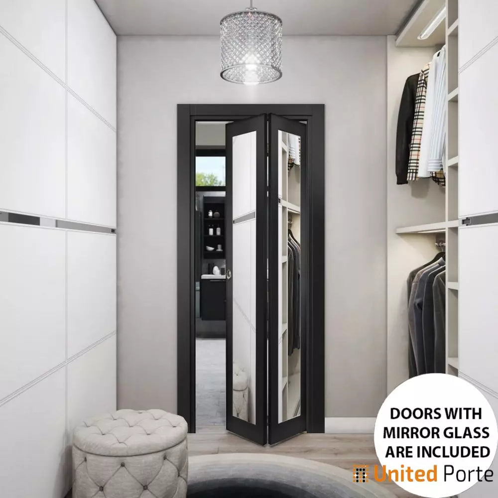 Sliding Closet Bi-fold Doors with Mirror | Wood Solid Bedroom Wardrobe Doors | Buy Doors Online