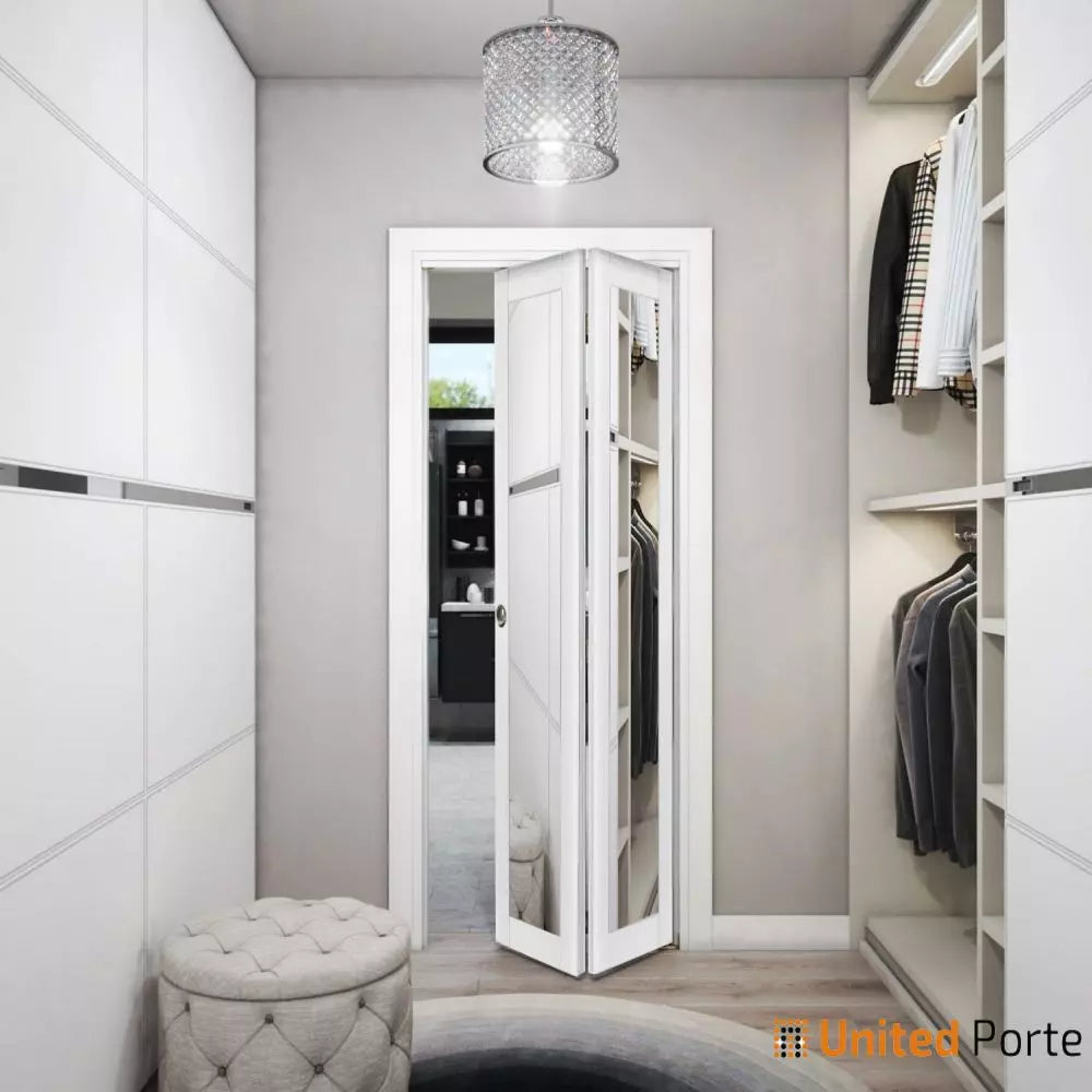 Sliding Closet Bi-fold Doors with Mirror | Wood Solid Bedroom Wardrobe Doors | Buy Doors Online