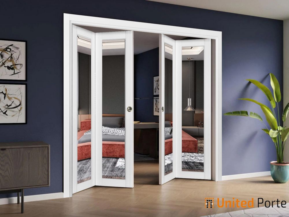 Sliding Closet Bi-fold Doors with Mirror | Wood Solid Bedroom Wardrobe Doors | Buy Doors Online