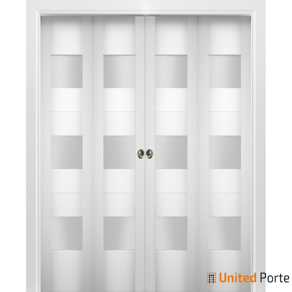 Sliding Closet Bi-fold Door with Opaque Glass | Wood Solid Bedroom Wardrobe Doors | Buy Doors Online