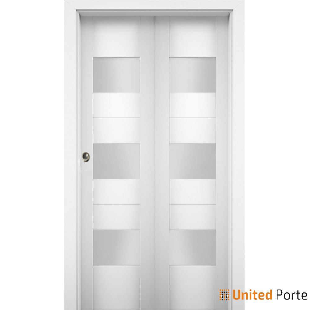 Sliding Closet Bi-fold Door with Opaque Glass | Wood Solid Bedroom Wardrobe Doors | Buy Doors Online