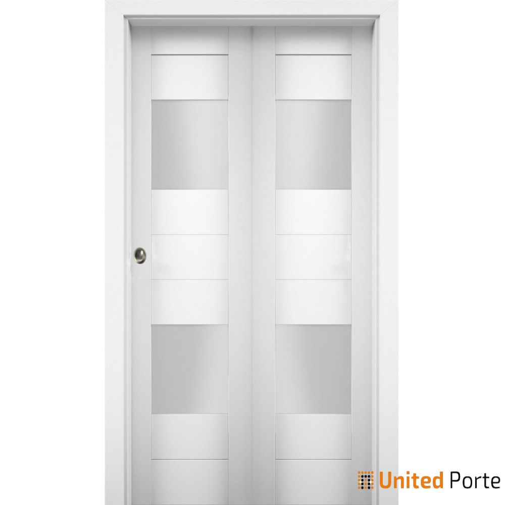 Sliding Closet Bi-fold Doors with Opaque Glass | Wood Solid Bedroom Wardrobe Doors | Buy Doors Online