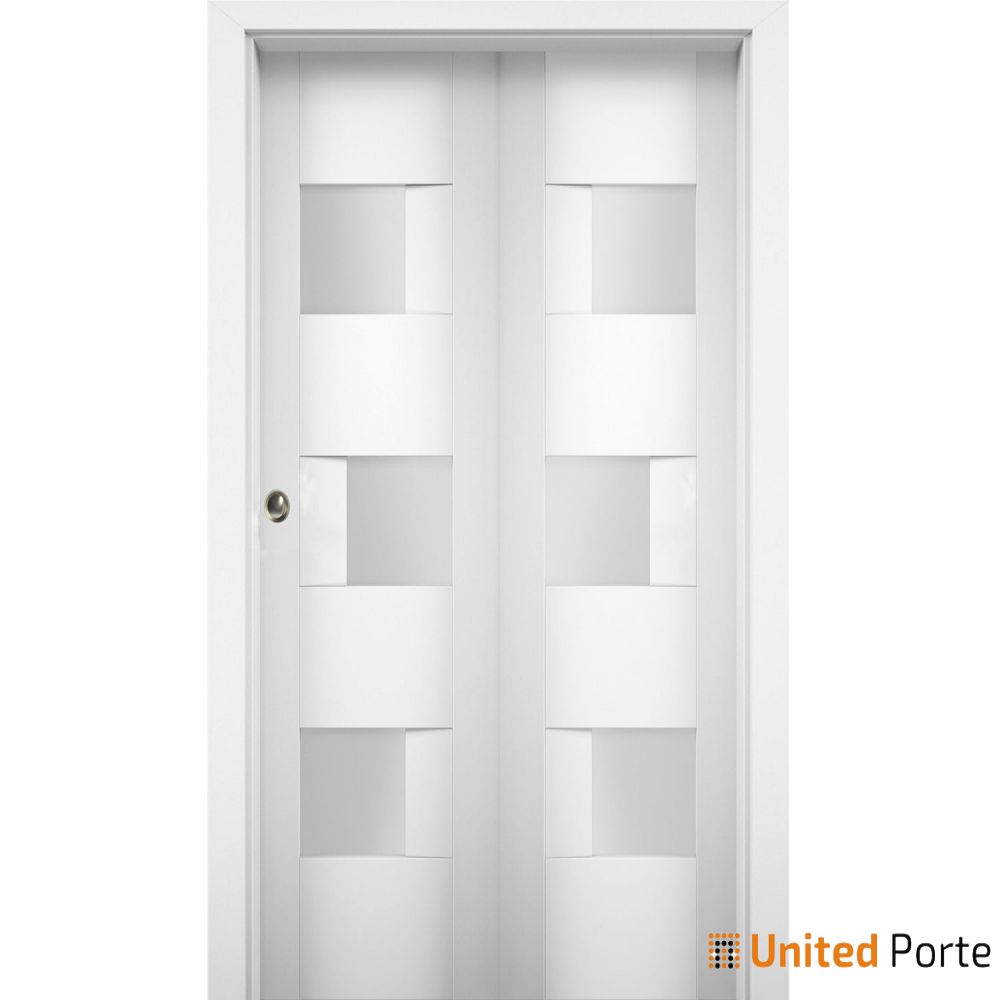 Sliding Closet Bi-fold Door with Opaque Glass | Wood Solid Bedroom Wardrobe Doors | Buy Doors Online