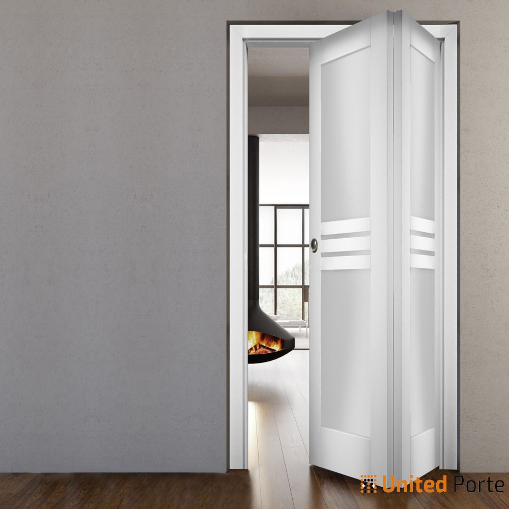 Sliding Closet Bi-fold Doors with Opaque Glass | Wood Solid Bedroom Wardrobe Doors | Buy Doors Online