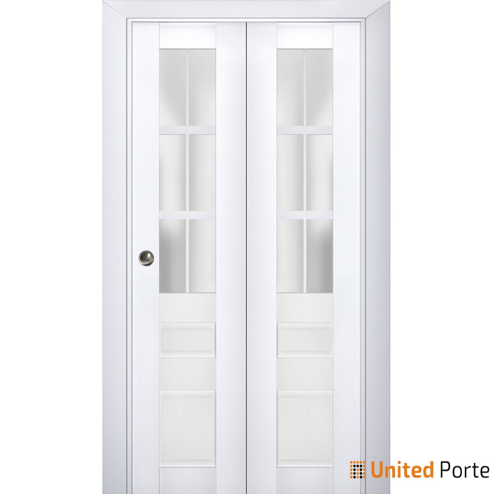 Sliding Closet Bi-fold Doors with Frosted Glass | Wood Solid Bedroom Wardrobe Doors | Buy Doors Online