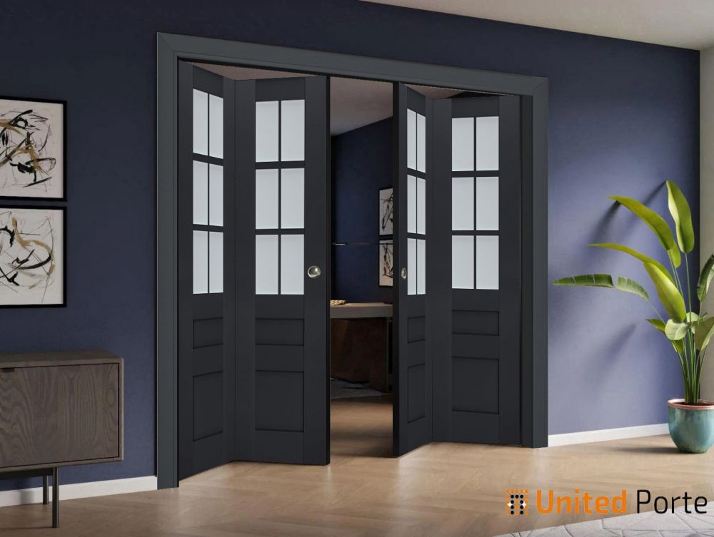 Sliding Closet Bi-fold Doors with Frosted Glass | Wood Solid Bedroom Wardrobe Doors | Buy Doors Online