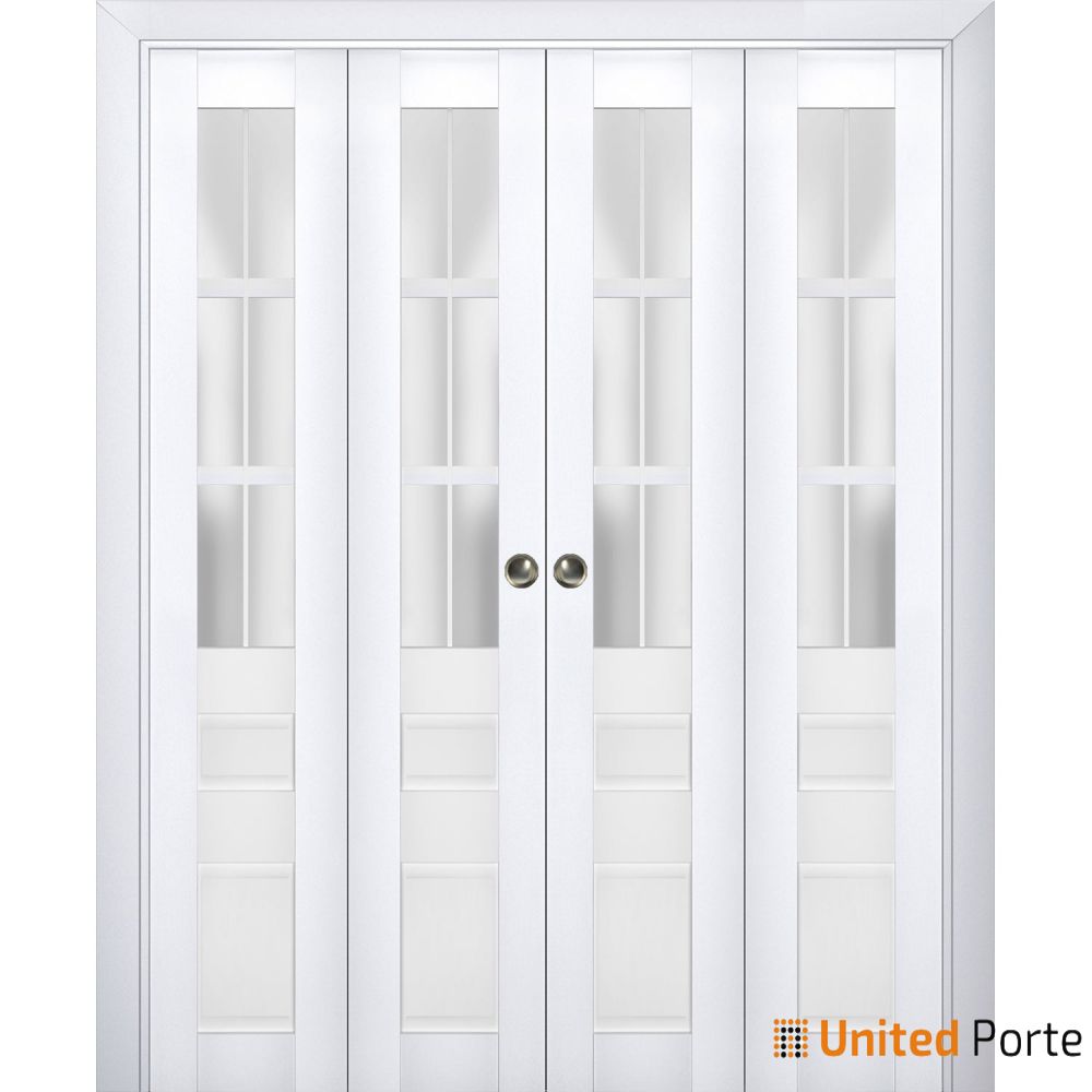 Sliding Closet Bi-fold Doors with Frosted Glass | Wood Solid Bedroom Wardrobe Doors | Buy Doors Online