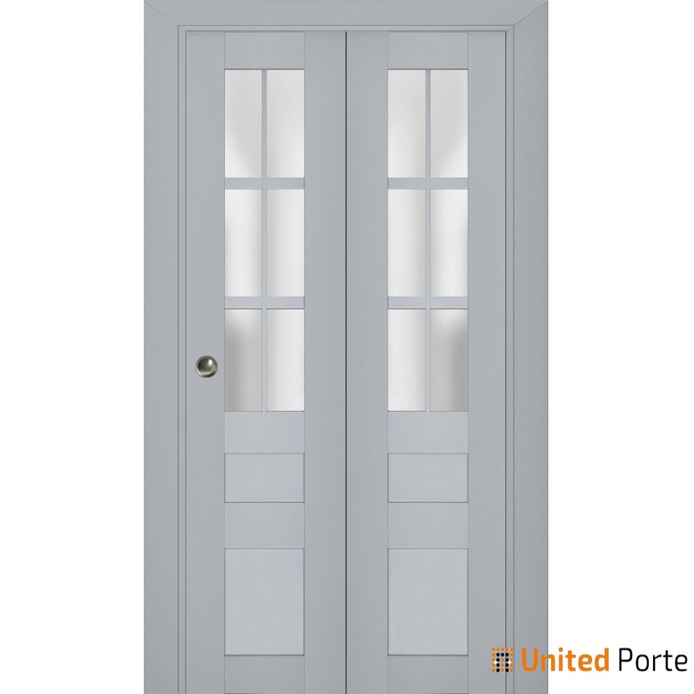 Sliding Closet Bi-fold Doors with Frosted Glass | Wood Solid Bedroom Wardrobe Doors | Buy Doors Online