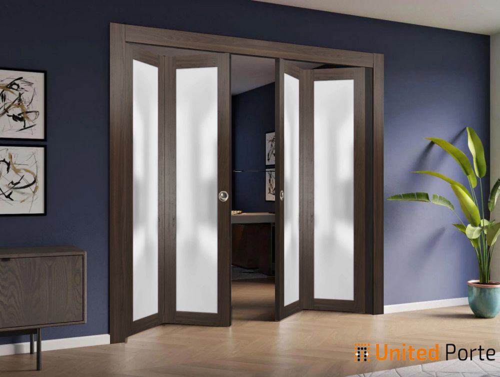 Sliding Closet Bi-fold Doors with Frosted Glass | Wood Solid Bedroom Wardrobe Doors | Buy Doors Online