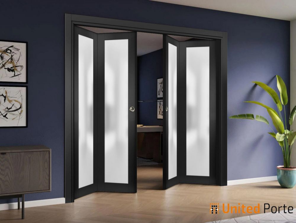 Sliding Closet Bi-fold Doors with Frosted Glass | Wood Solid Bedroom Wardrobe Doors | Buy Doors Online
