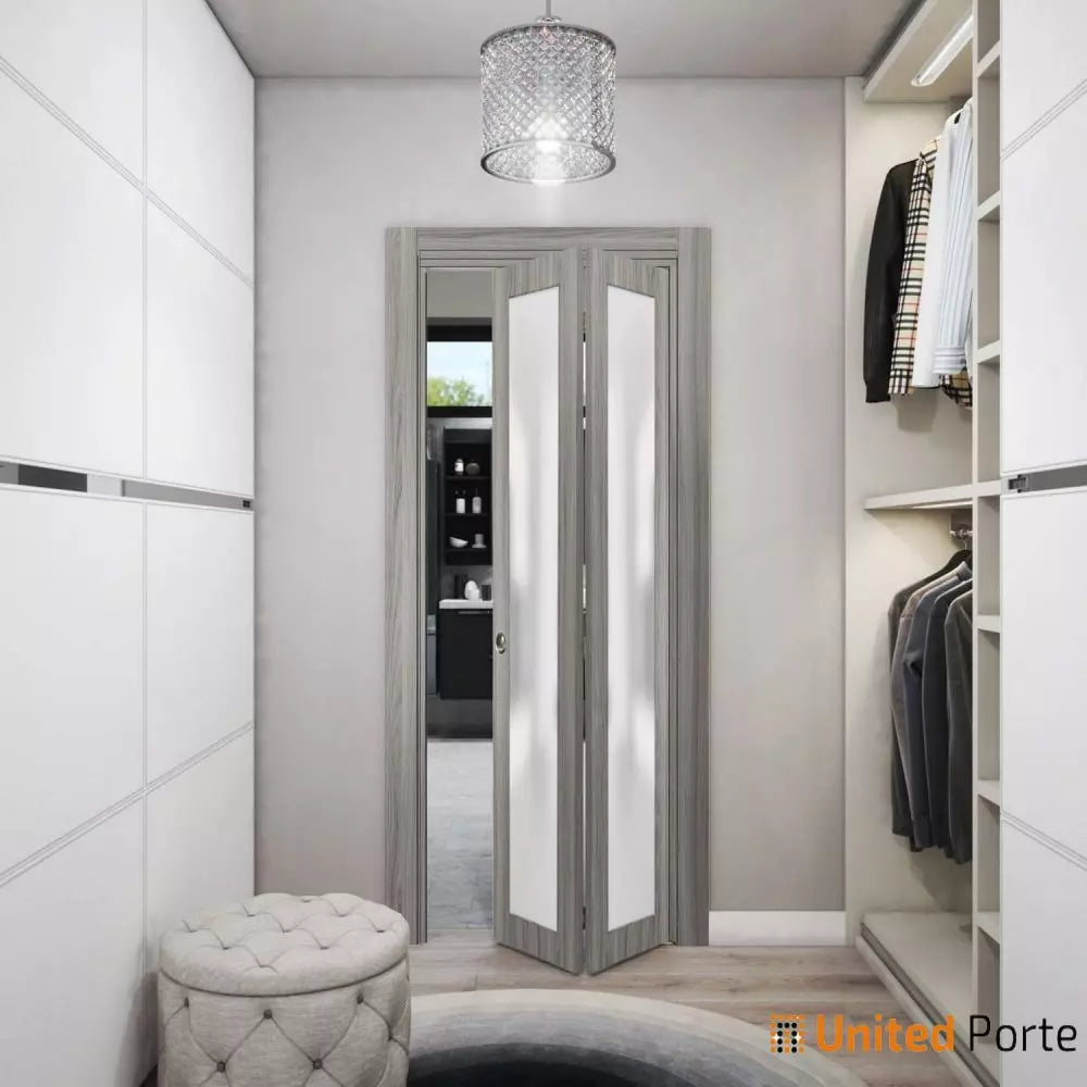 Sliding Closet Bi-fold Doors with Frosted Glass | Wood Solid Bedroom Wardrobe Doors | Buy Doors Online