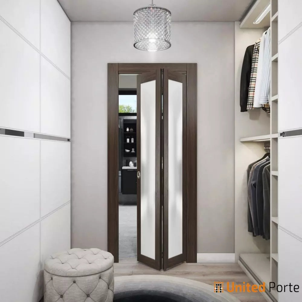 Sliding Closet Bi-fold Doors with Frosted Glass | Wood Solid Bedroom Wardrobe Doors | Buy Doors Online